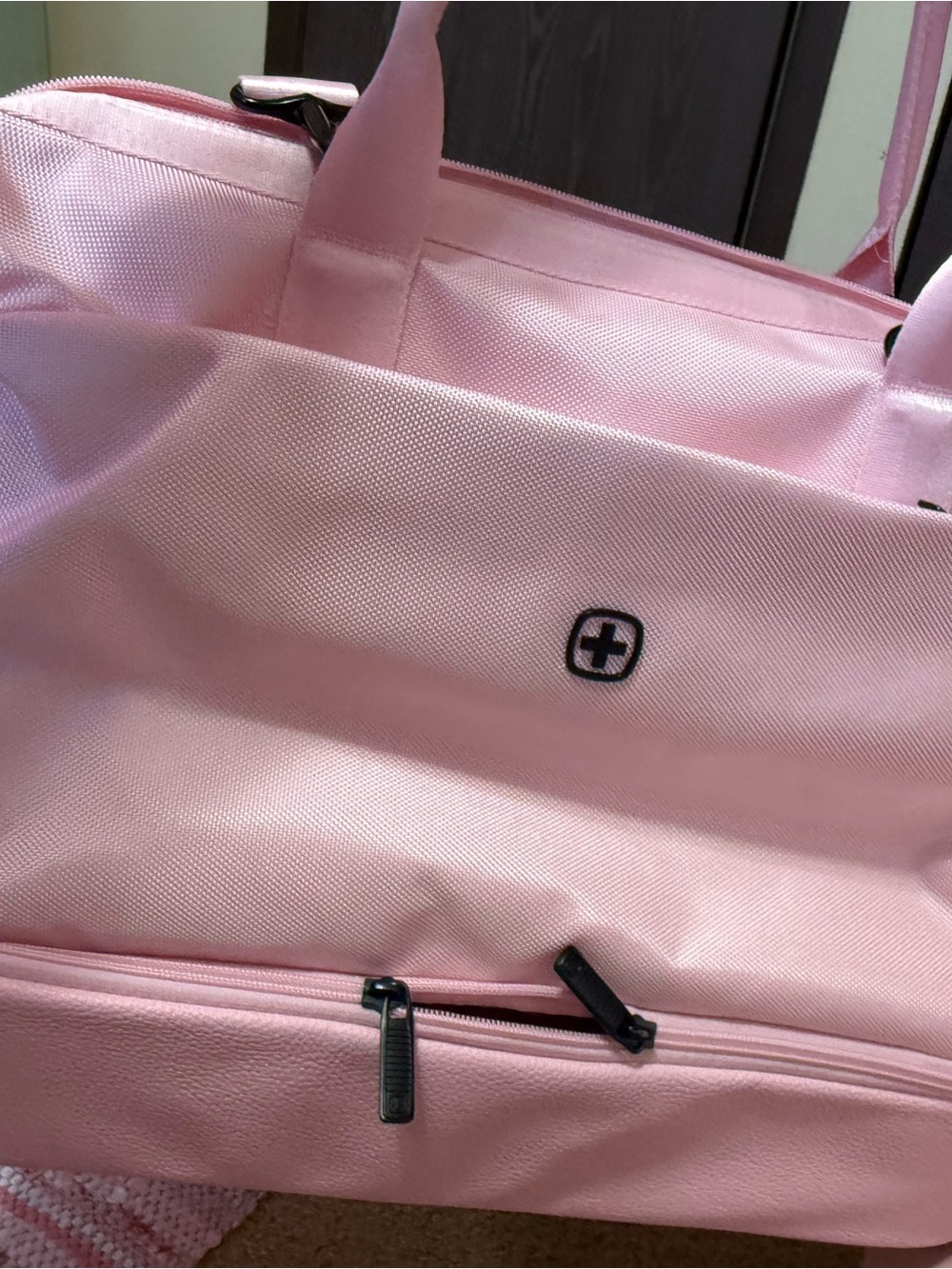 Light Pink Travel Tote with Front Zip Pocket